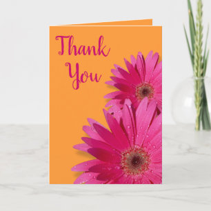 Orange Pink Gerbera Daisy Wedding Danke-Card Dankeskarte