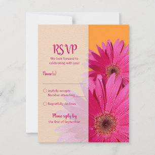 Orange & Pink Gerbera Daisy Wedding Response Card RSVP Karte
