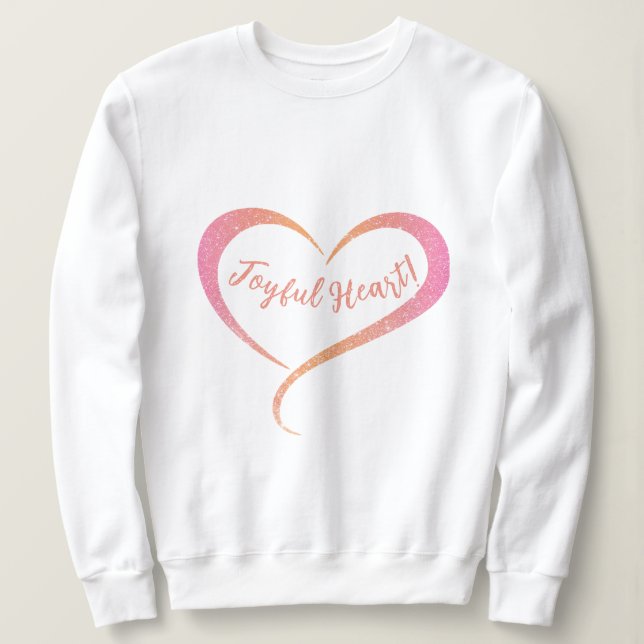 Orange Pink Glitzer Joyful Heart T - Shirt (Design vorne)