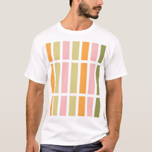 Orange Pink Gold und grüne Streifen T-Shirt