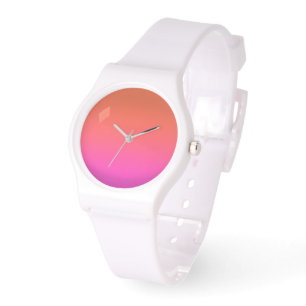 Orange Pink Gradient Dial White Silicone Armbanduhr