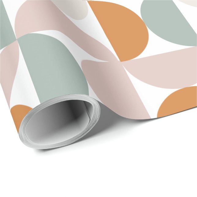 Orange Pink Green Modern Geometric Decoupage Geschenkpapier (Rolleneckpunkt)