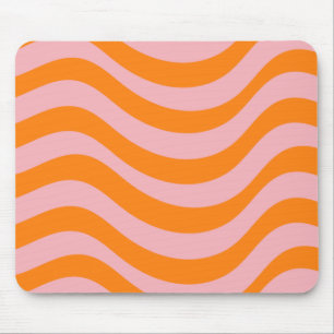 Orange Pink Groovy Retro Abstrakte Welle Y2K Muste Mousepad