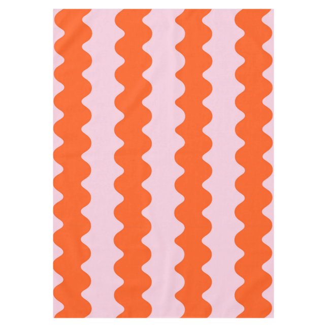 Orange Pink Groovy Stripe Minimalistisch Moderner  Tischdecke (Vorderseite)