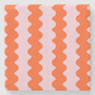 Orange Pink Groovy Stripe Minimalistischer Frühlin Steinuntersetzer