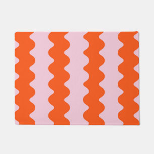 Orange Pink Groovy Stripe Moderner Minimalistische Fußmatte