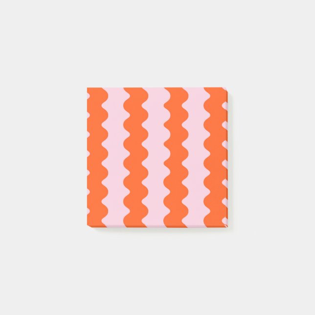 Orange Pink Groovy Stripe Moderner Minimalistische Post-it Klebezettel (Vorderseite)