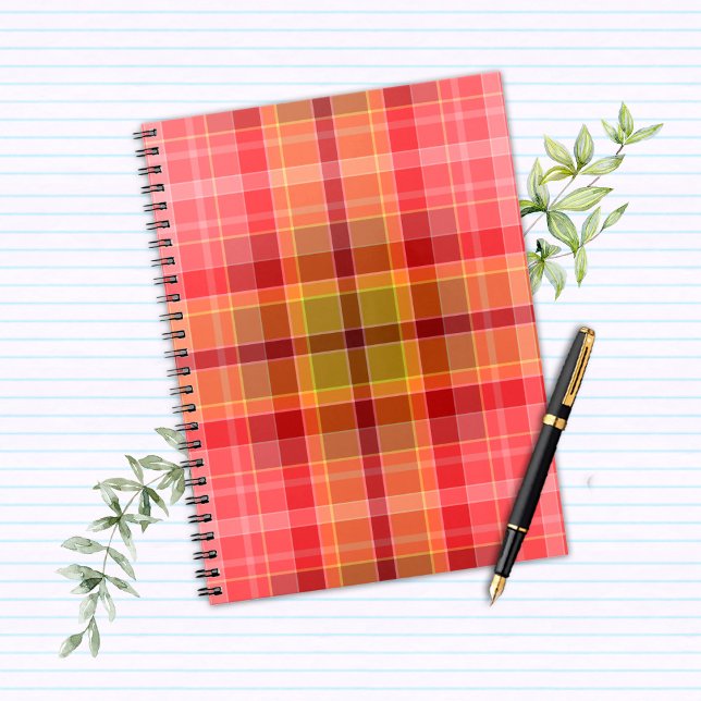 Orange Pink Karo Notizblock (orange_pink_tartan_notebook)