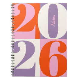 Orange Pink Lavender Bold Year Color Block Notizblock