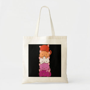 Orange Pink Lesbian Pride Flag Niedlich Kawaii Cat Tragetasche