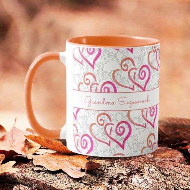 Orange Pink Linked Heart Artwork Custom Tasse (Von Creator hochgeladen)