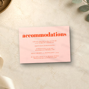 Orange Pink Minimalistische Hochzeitsunterkünfte Begleitkarte