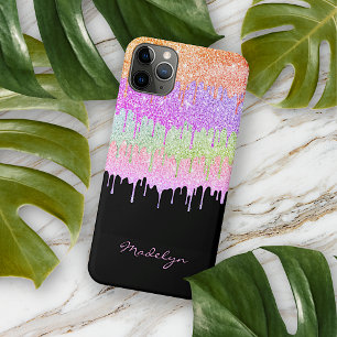Orange Pink Mint Lime Grün Tropfmuster auf Schwarz Case-Mate iPhone Hülle