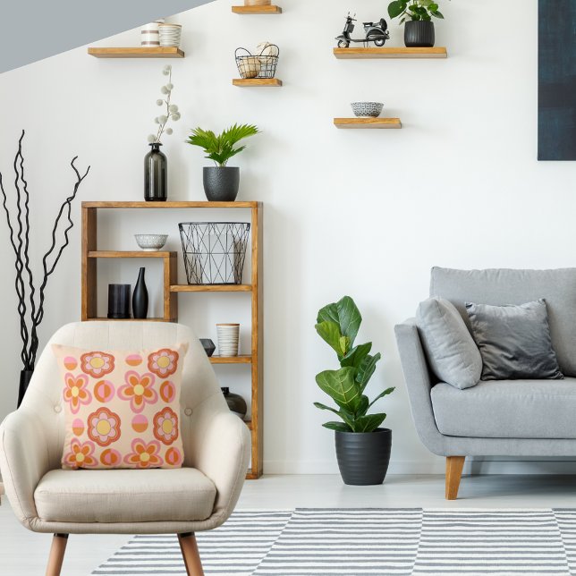 Orange & Pink Mitte des Jahrhunderts Geometric im  Kissen (Von Creator hochgeladen)