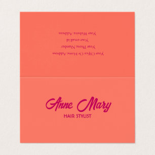 Orange Pink Moderne Bold Script Salon Haare Stylis Visitenkarten
