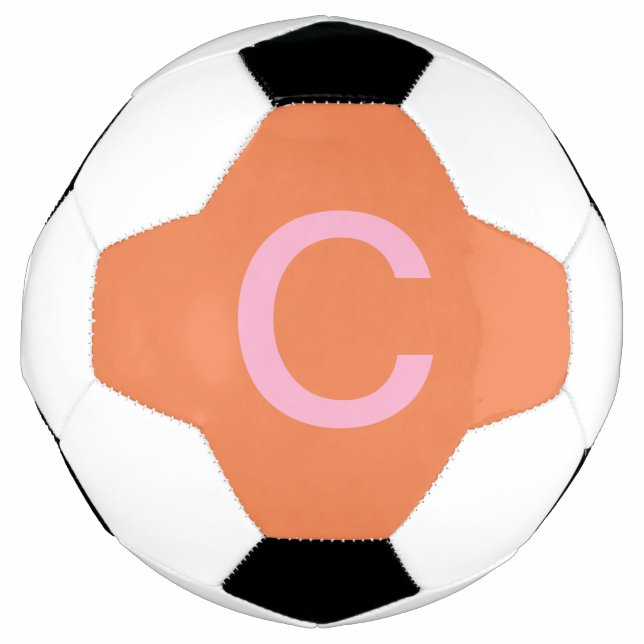 Orange Pink Monogram, erste moderne, benutzerdefin Fußball (Vorderseite)