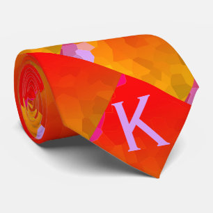 Orange Pink Monogramme Funky Geometric Patterns Krawatte