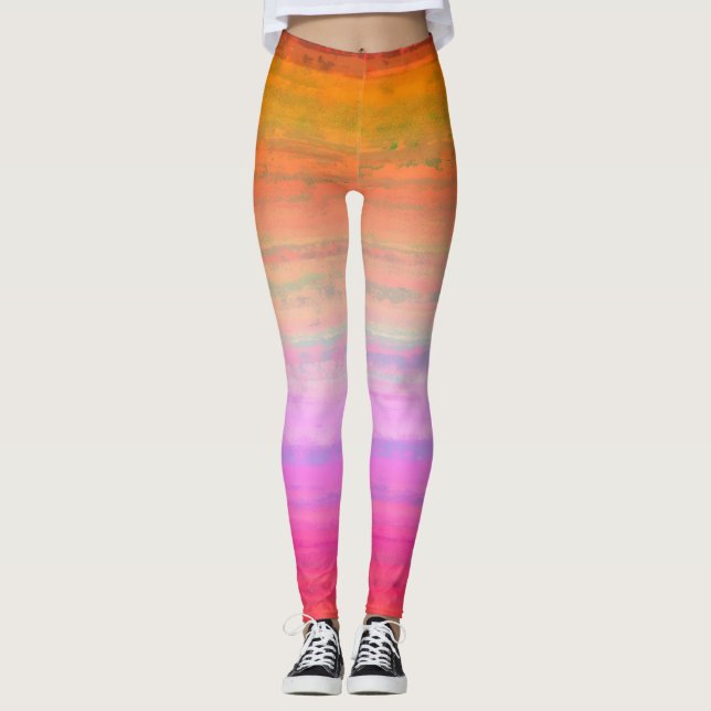 Orange Pink Ombre Leggings (Vorderseite)