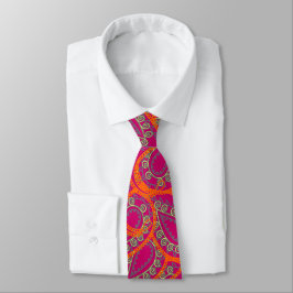 Orange Pink Paisley Peacock Colors Wedding Krawatt Krawatte