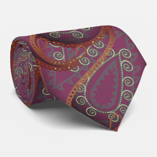 Orange Pink Paisley Peacock Colors Wedding Krawatt Krawatte