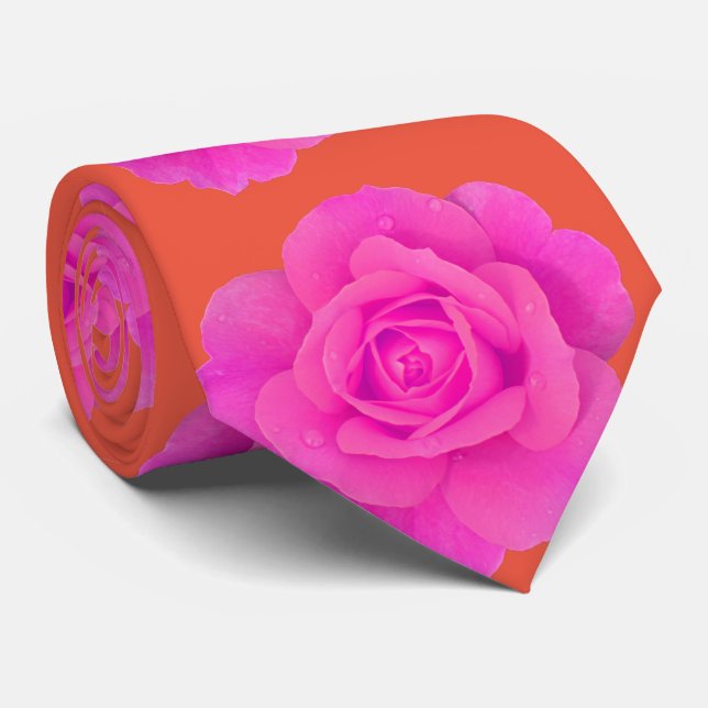 Orange Pink Rose Farbenfrohe Geschenke Gastgeschen Krawatte (Gerollt)