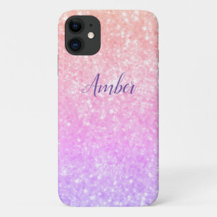 Orange Pink Sparkle Glitzer Elegante Personalisier Case-Mate iPhone Hülle