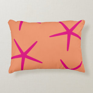 Orange Pink Starfish Coastal Tropical Art Beach Dekokissen