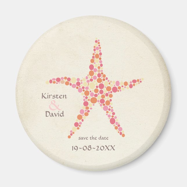 Orange Pink Starfish Save the Date Gefallen Magnet (Vorne)