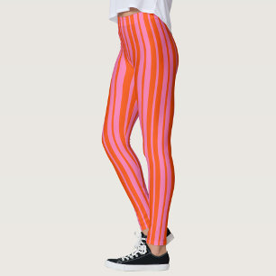 Orange Pink Stilvolle Streifenmuster Design Leggings