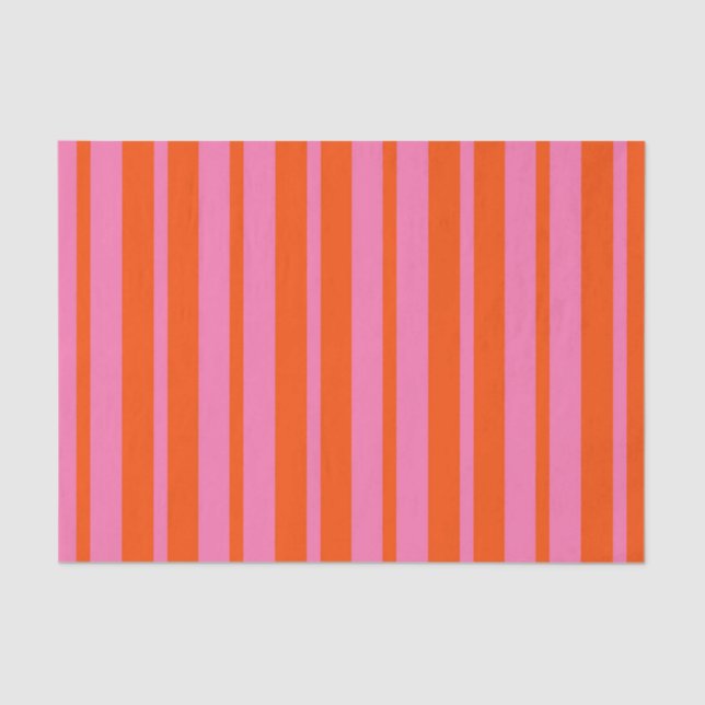 Orange Pink Stilvolle Streifenmuster Design Seidenpapier (Vorderseite)