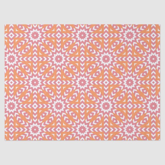 Orange & Pink Stilvolles Mosaikmuster Seidenpapier (Vorderseite)