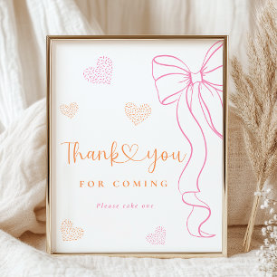 Orange Pink Streusel-Herzen-Schild Poster