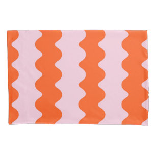 Orange Pink Stripe Minimalistisch Groovy Frühjahr  Kissenbezug