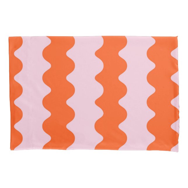 Orange Pink Stripe Minimalistisch Groovy Frühjahr  Kissenbezug (Vorderseite)