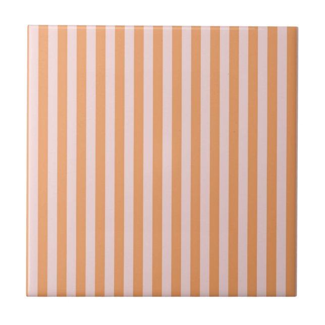 Orange Pink Stripes Pattern Minimal Modern Fliese (Vorderseite)