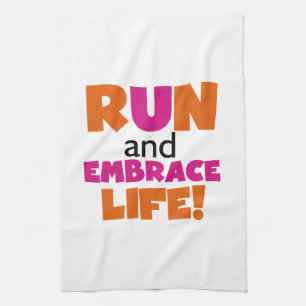 Orange Pink Text Fitness Runner Marathon Handtuch