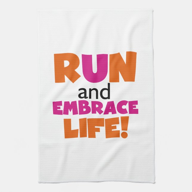 Orange Pink Text Fitness Runner Marathon Handtuch (Vertikal)