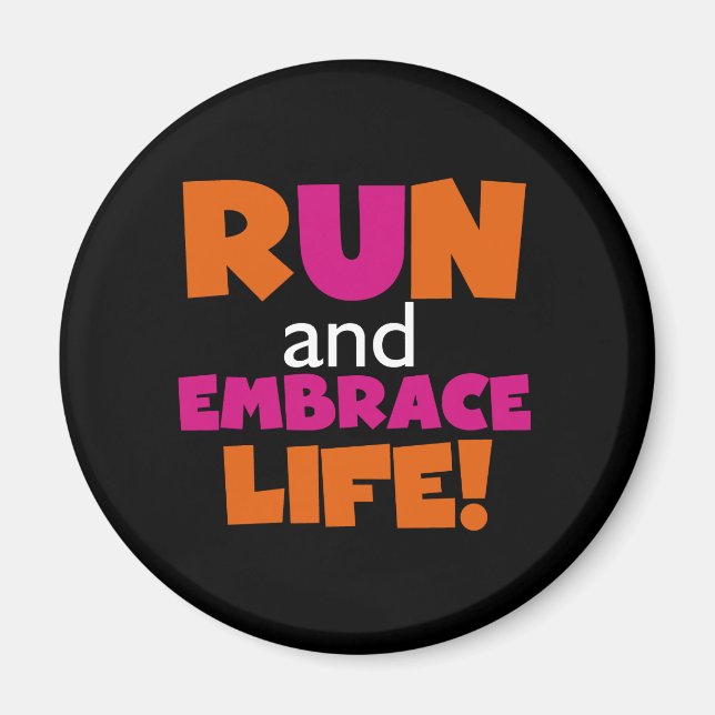 Orange Pink Text Fitness Runner Marathon Magnet (Vorne)