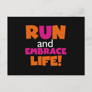 Orange Pink Text Fitness Runner Marathon Postkarte