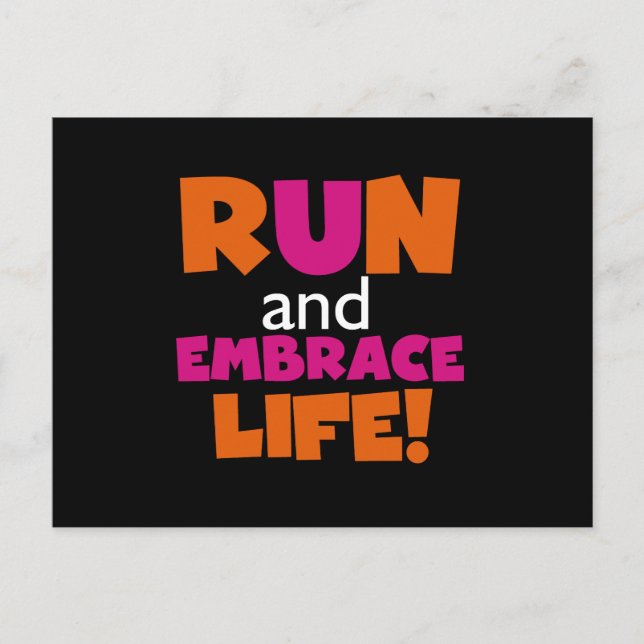 Orange Pink Text Fitness Runner Marathon Postkarte (Vorderseite)