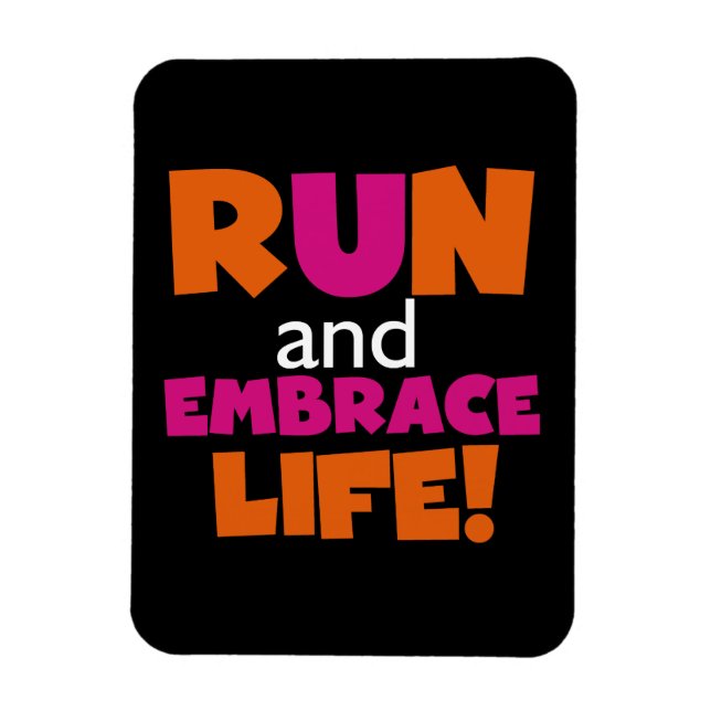 Orange Pink Text Run Runner Marathon Magnet (Vertikal)