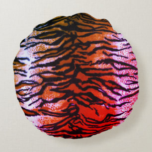 Orange & Pink Tiger Print Round Throw Kissen