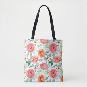 Orange Pink Vintag Floral Muster Totbeutel