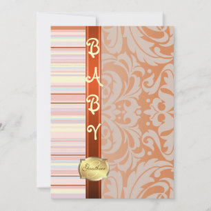 Orange Pinstripe Babydusche Einladung