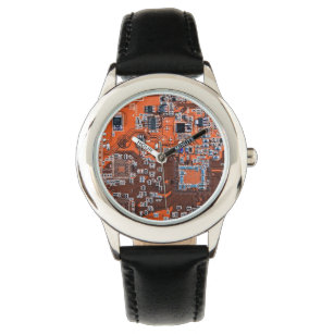 Orange-Platine für Computergeek-Schaltkreise Armbanduhr