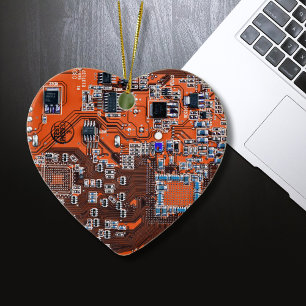 Orange-Platine für Computergeek-Schaltkreise Keramik Ornament