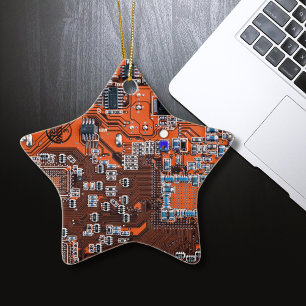 Orange-Platine für Computergeek-Schaltkreise Keramik Ornament