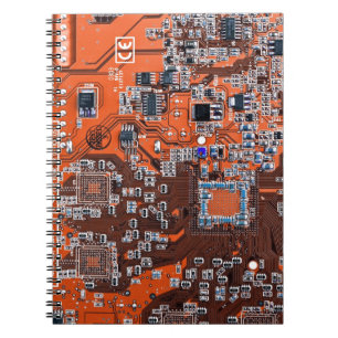 Orange-Platine für Computergeek-Schaltkreise Notizblock