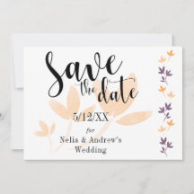 Orange & Plum Blätter Mod Typografie Save the Date