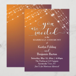 Orange Plum Ombre & Light Strings Wedding, b Einladung